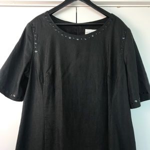 Black Linen Church Dress with Stud Detail Size 20